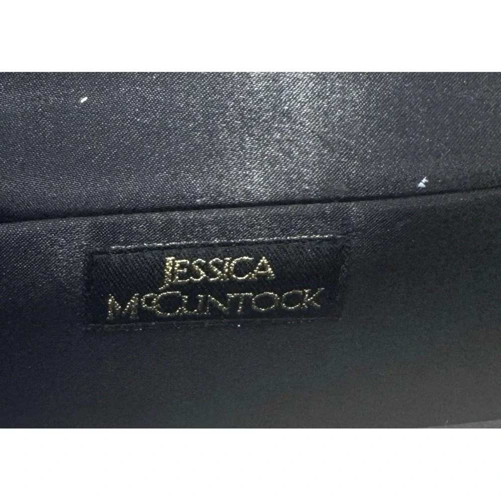 Jessica McClintock‎ Black Woven Ribbon Clutch Evening Bag Snap Closure